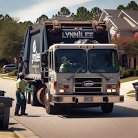 a garbage truck on a residential street