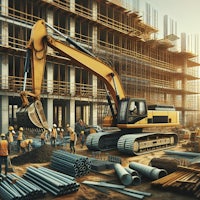 an excavator is working on a construction site