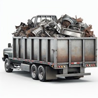 a truck full of scrap metal on a white background